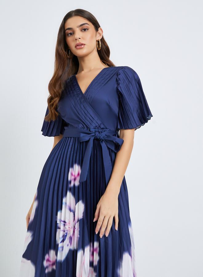 ستايلي فستان ميدي نسائي لف مكسر بنقشة زهور - Image 2